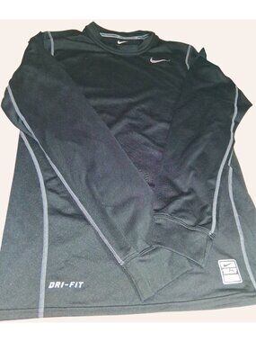 Nike Pro Combat Dri-Fit Black Compression Long Sleeve Shirt Mens Small